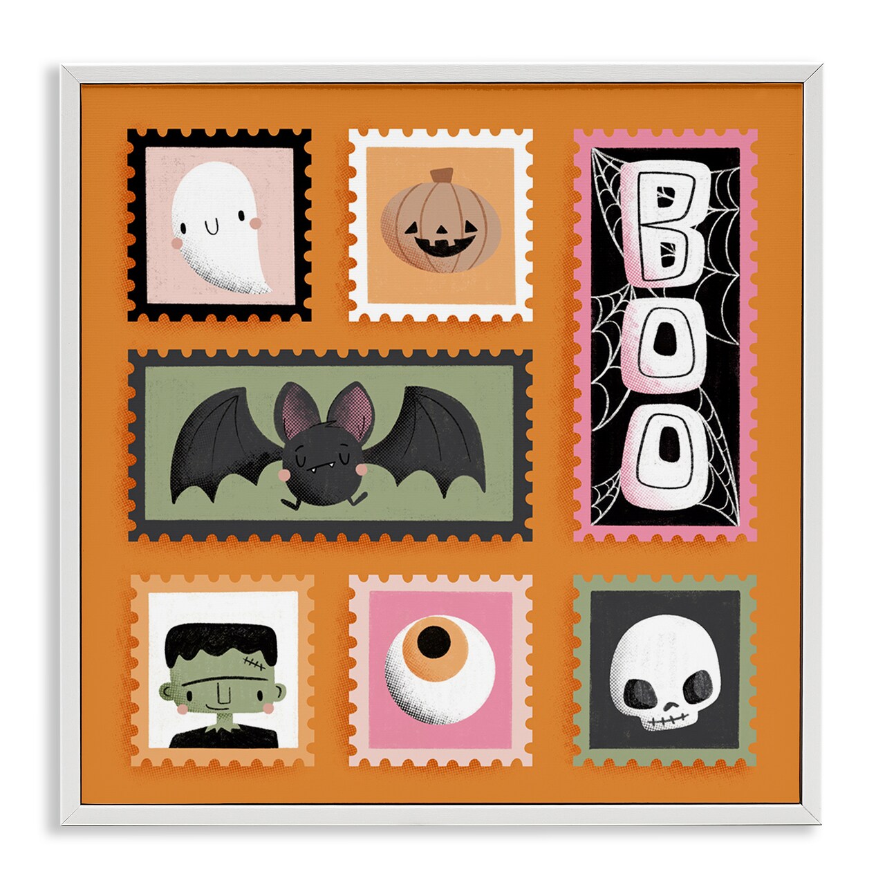 Stupell Industries Spooky Cute Halloween Stamps Framed Giclee Design by Sarah Hickman